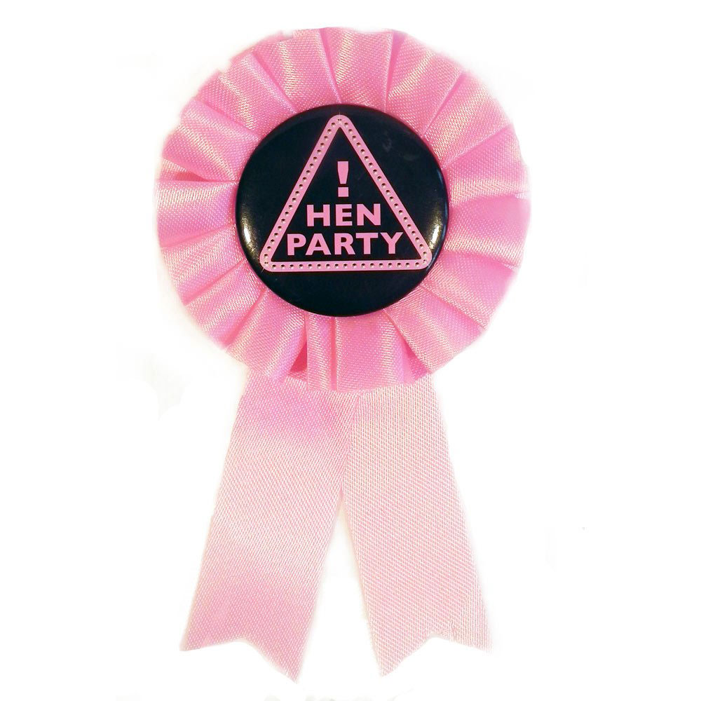 Pink-schwarzer JGA-Anstecker mit Hen Party-Motiv