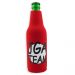 Roter Bierflaschen-Kühler mit Reißverschluss und JGA-Team-Motiv mit Flasche