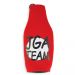 Roter Bierflaschen-Kühler mit Reißverschluss und JGA-Team-Motiv