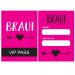 Pinkfarbene Braut-Ausweiskarten mit Pfeil-Motiv für den Junggesellenabschied