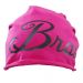 Pinkfarbene JGA Beanie-Mütze mit Braut-Schriftzug
