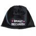 Schwarze Junggesellenabschied-Mütze mit Braut Security-Motiv - Aufdruck
