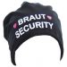 Schwarze Junggesellenabschied-Mütze mit Braut Security-Motiv