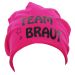 Pinkfarbene Beanie mit Team Braut-Schriftzug und Sternen