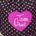Team Braut Stoff-Herz auf schwarz-pink gepunktetem Turnbeutel
