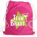 Pinkfarbener Team Braut-Beutel mit Star-Motiv als JGA-Tasche