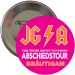 Pinkfarbener JGA Bräutigam-Button mit Hard Rock-Motiv