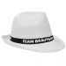 Weißer JGA Gangster-Hut mit Team Bräutigam-Hutband