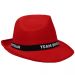 Roter JGA Gangster-Hut mit Team Bräutigam-Hutband
