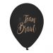 Schwarze JGA Luftballons mit goldfarbenem Team Braut Motiv
