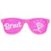Pinkfarbene Rasterbrille mit Braut-Aufdruck