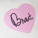 Rosfarbenes Herz-Bügelbild mit Braut-Aufschrift für den Junggesellenabschied