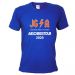Blaues Männer JGA-Shirt mit Hard Rock Abschiedstour-Motiv
