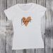 Stilvolles weißes Braut-Shirt mit kupferfarbenem Herz-Print