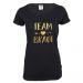 Schwarzes Team Braut JGA-Shirt mit goldfarbenem Herz und Pfeil-Aufdruck