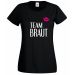 Schwarzes JGA-Shirt mit Kussmund und Team Braut-Schriftzug