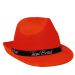 Orangefarbener Junggesellinnenabschied-Hut mit Team Braut-Hutband
