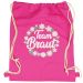 Pinkfarbener Turnbeutel mit Blumenkranz und Team Braut-Aufdruck für den Junggesellenabschied