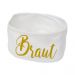 Weißes JGA-Wellness-Haarband mit goldfarbenem Braut-Schriftzug