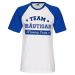 Blau-weißes Junggesellenabschied-Shirt mit "Team Bräutigam"-Motiv