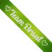 Grüne JGA-Schärpe mit Team Braut-Schriftzug und Herzen