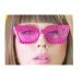 Pinkfarbene Party-Brille mit Polkadots - mit Model