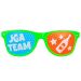 Grüne Rasterbrille mit JGA Team-Aufdruck