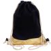 Schwarzer Turnbeutel-Rucksack mit goldfarbener PU-Borte