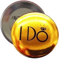 Goldfarbener Junggesellinnenabschied-Button mit I Do-Motiv