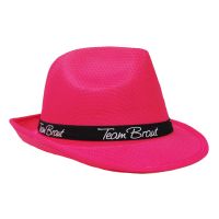 Pinker Junggesellinnenabschied-Hut mit Team Braut-Hutband