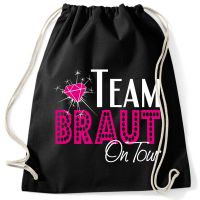 Schwarzer Team Braut on Tour Rucksack für den Junggesellinnenabschied