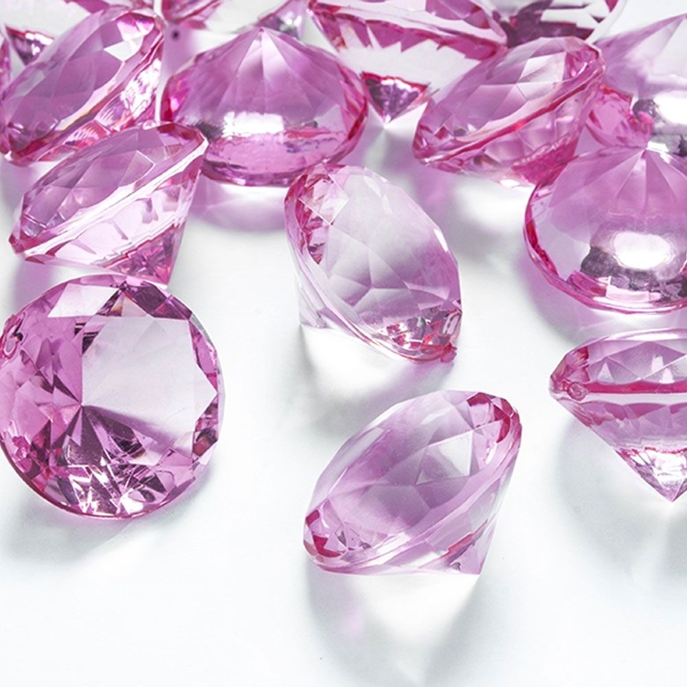 100x Funkelnde Diamantkristalle Acryl 12mm pink Diamanten Dekosteine Hochzeit 