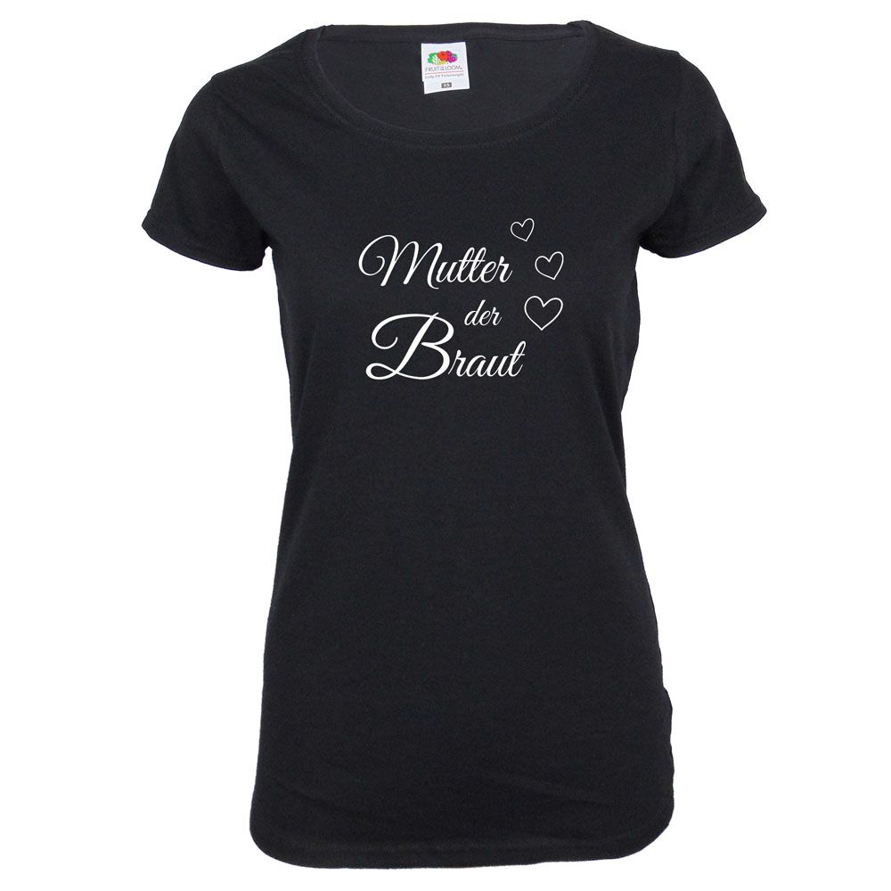 T-Shirt "Mutter der Braut" - Herzen - Schwarz