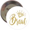 JGA Button mit Braut-Schriftzug in Goldfarbe