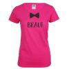 Pinkfarbenes JGA Braut-T-Shirt mit aufgedruckter Fliege