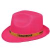 Pinkfarbener JGA Gangster-Hut mit Trauzeuge-Hutband