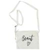 Weiße JGA-Handtasche mit Braut-Schriftzug im Herz-Design