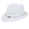 Weißer Braut-Hut mit Blumen-Hutband für den Junggesellinnenabschied