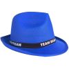 Blauer JGA Gangster-Hut mit Team Bräutigam-Hutband