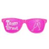 Pinkfarbene Team Braut JGA Brille mit Sektglas-Motiv
