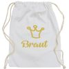 Weißer Braut-Rucksack mit goldfarbener Krone für den Junggesellinnenabschied