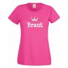 Pinkfarbenes JGA-Shirt mit Krone und Braut-Schriftzug