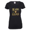 Schwarzes Team Braut JGA-Shirt mit goldfarbenem Herz und Pfeil-Aufdruck