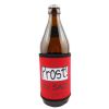 Roter Junggesellenabschied-Bierflaschenkühler mit Prost Du Sack-Motiv
