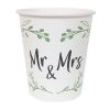 Pappbecher Mr. und Mrs. im Blumen-Design - Hochzeit und Polterabend