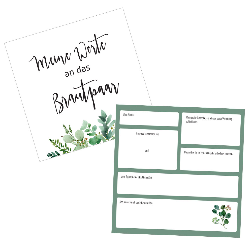 Gästebuch-Karten Greenery für Hochzeit und Polterabend