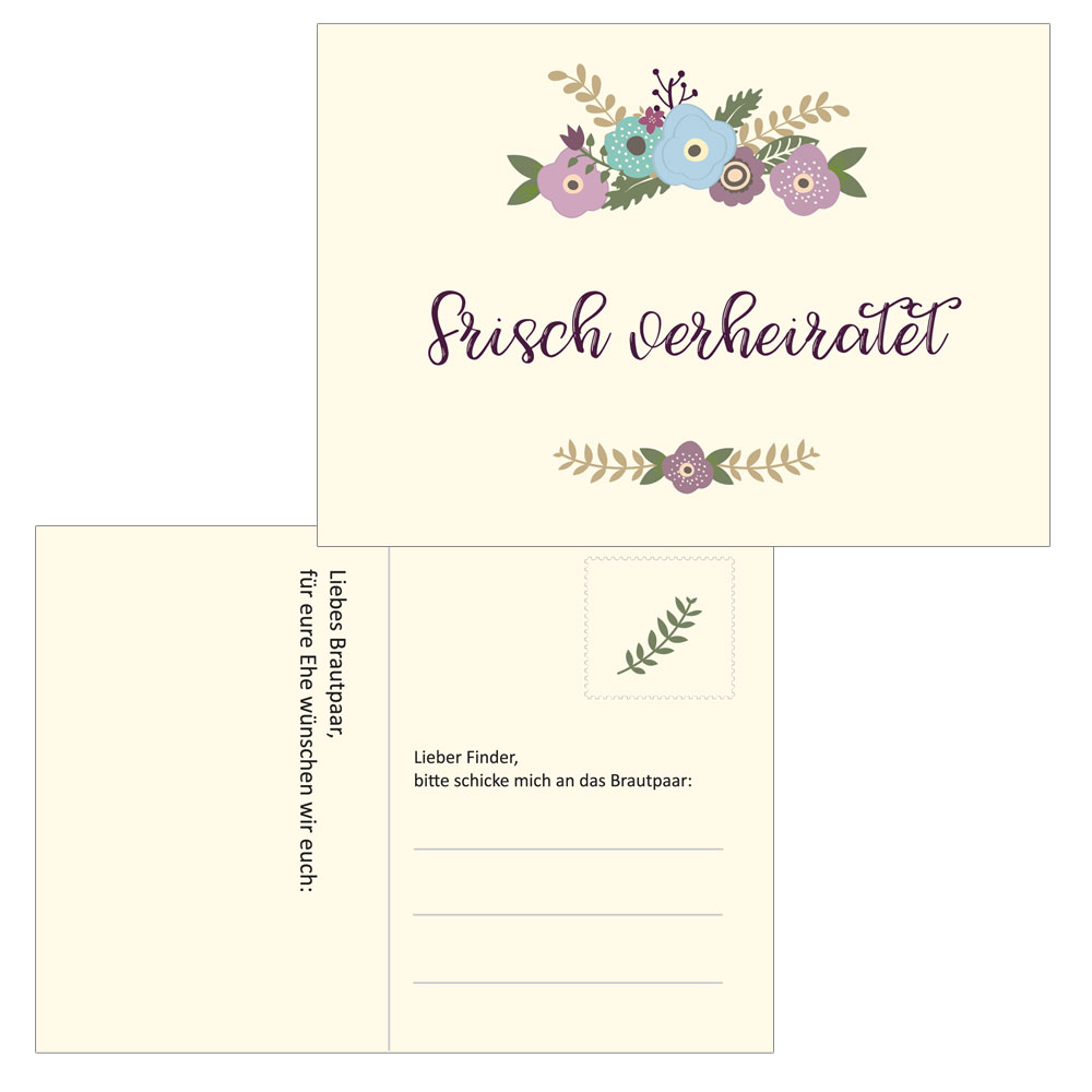 Hochzeit - Ballonflugkarten im Blumen Pastell-Design