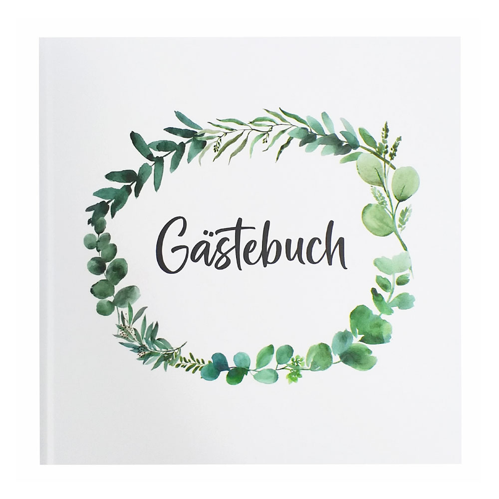 Hochzeit-Gästebuch mit Fragen im Blumen-Design