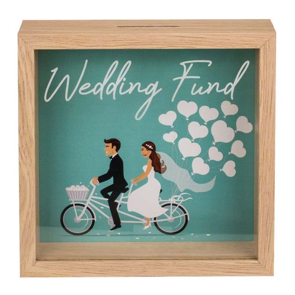 Hochzeit-Spardose Wedding Fund für Geldgeschenke mit Holzrahmen