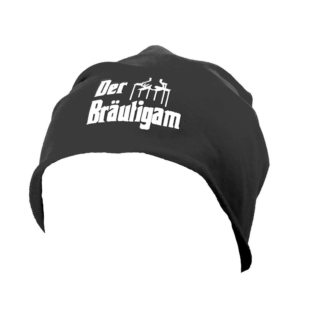 Schwarze Bräutigam-Mütze im Ganster-Stil für den JGA